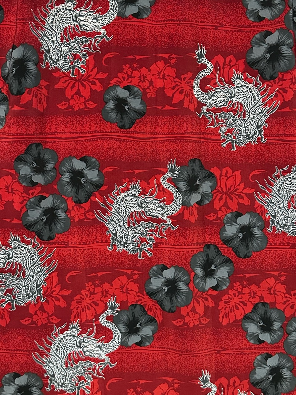 Dragons & Flowers Hawaiian Style Button Up Shirt - Picture 6 of 8
